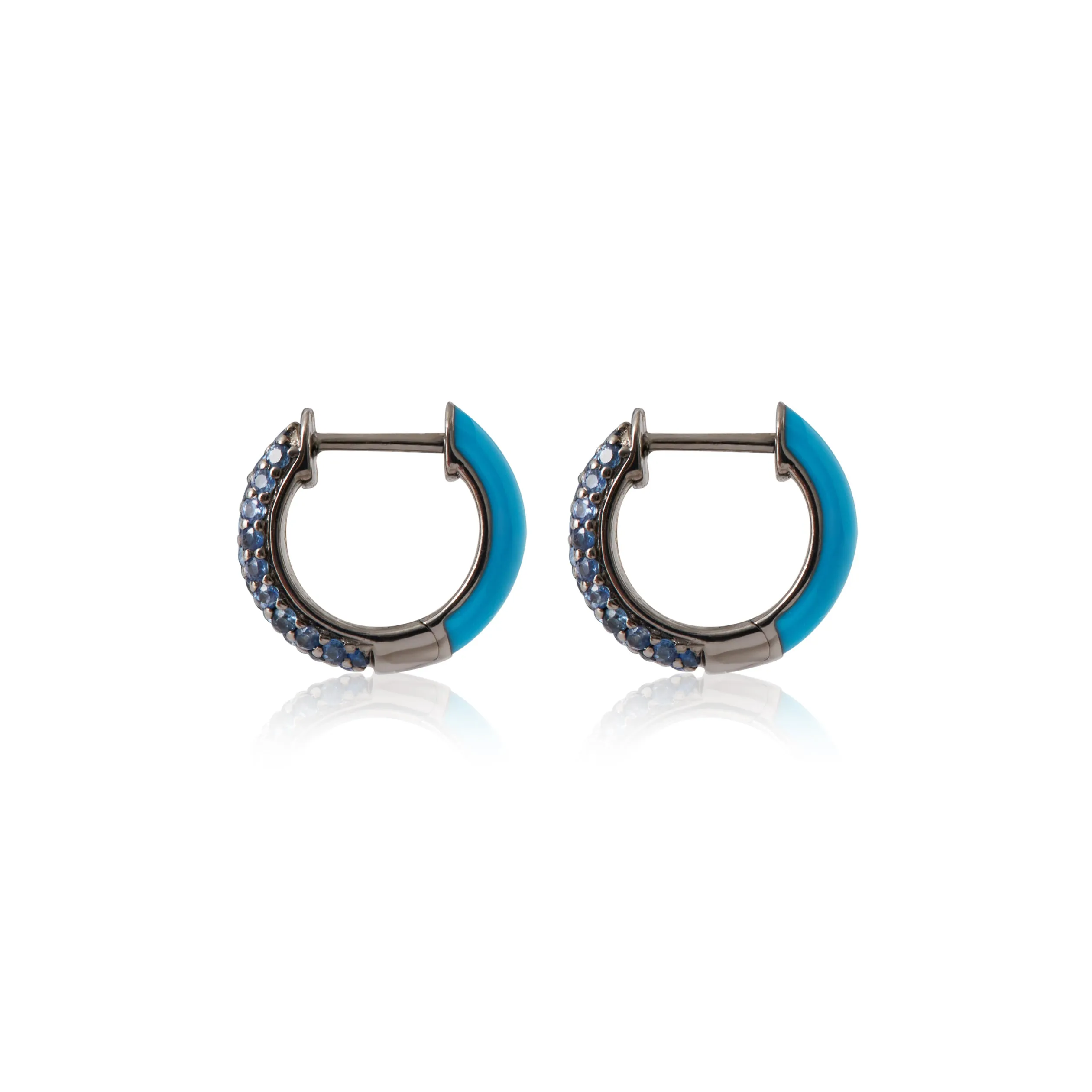 18k Enamel Sapphire Huggies