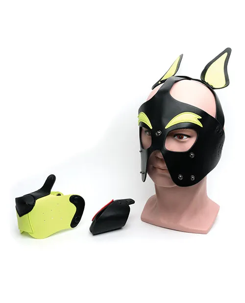 665 Playful Pup Hood - Black & Yellow