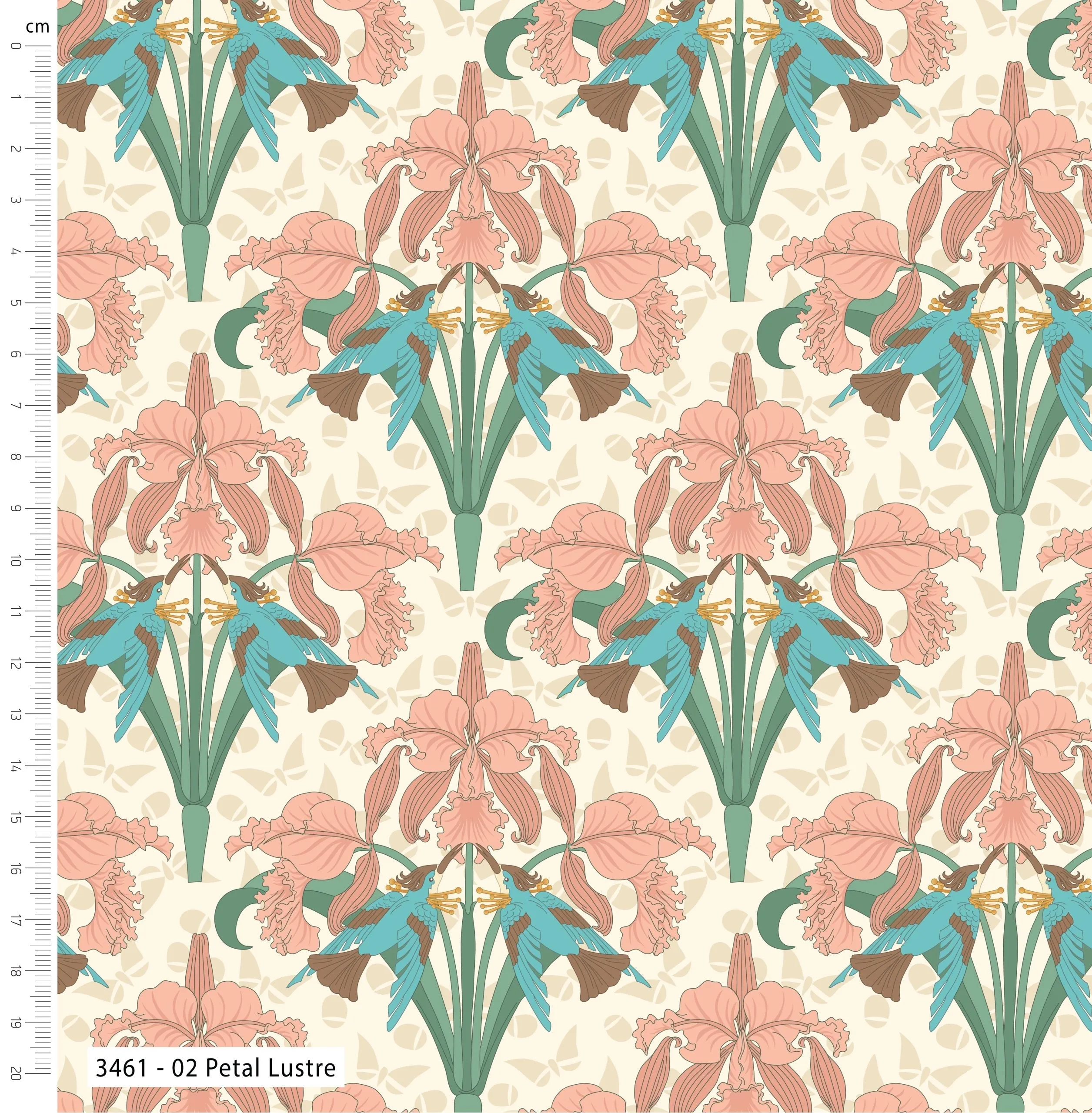 Art Nouveau V&A Organic Cotton Fabric, Petal Lustre
