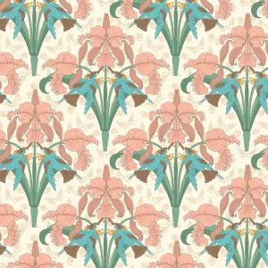 Art Nouveau V&A Organic Cotton Fabric, Petal Lustre