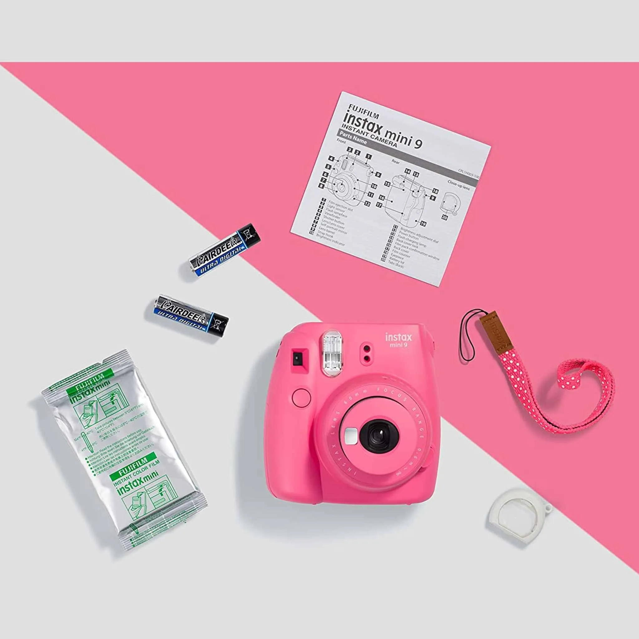Fujifilm Instax Mini 9 Instant Film Camera with 10 Shots - Flamingo Pink