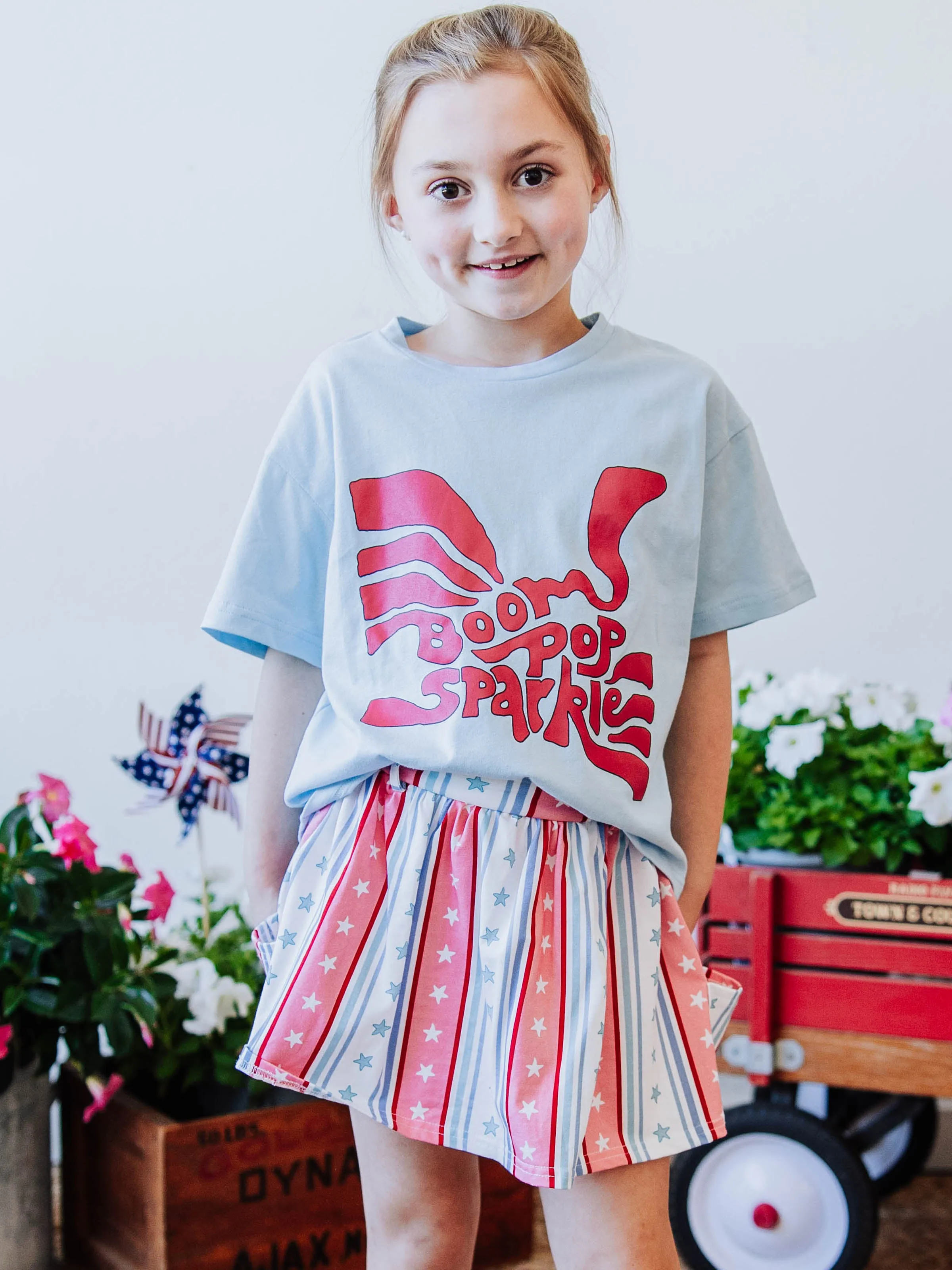 Graphic Tee - Boom Pop Sparkle in Red
