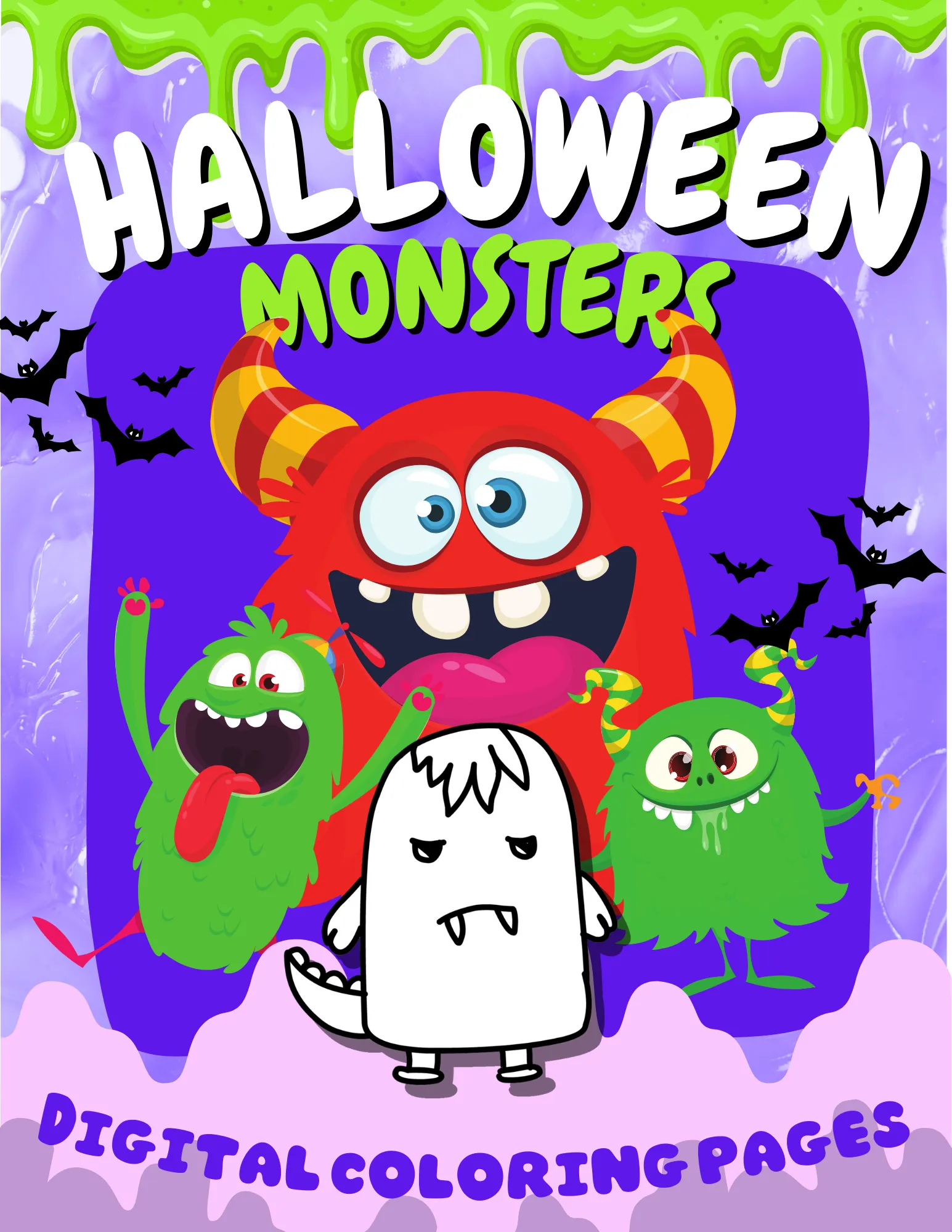 Halloween Monsters, Printable Coloring Book for All Ages PDF for Adults