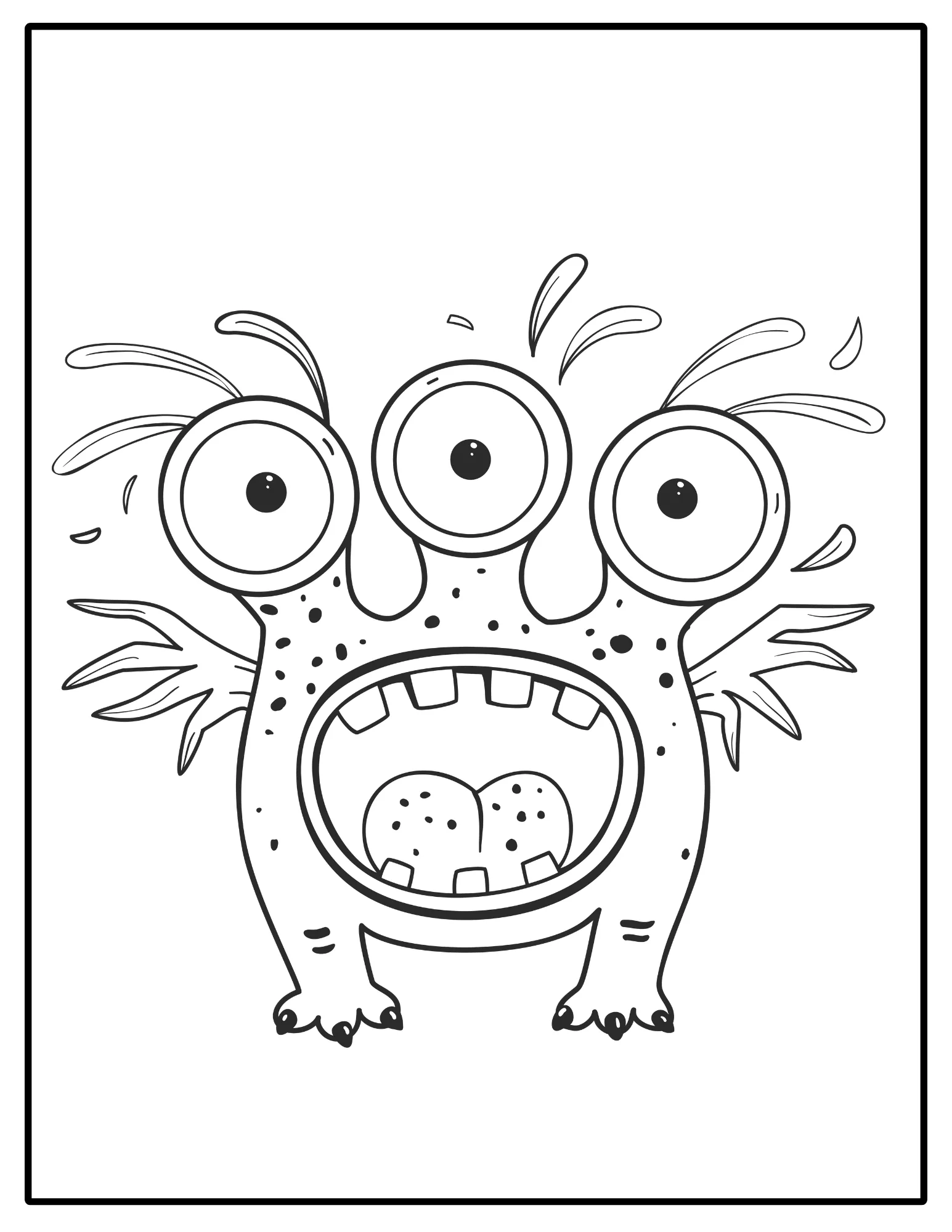Halloween Monsters, Printable Coloring Book for All Ages PDF for Adults