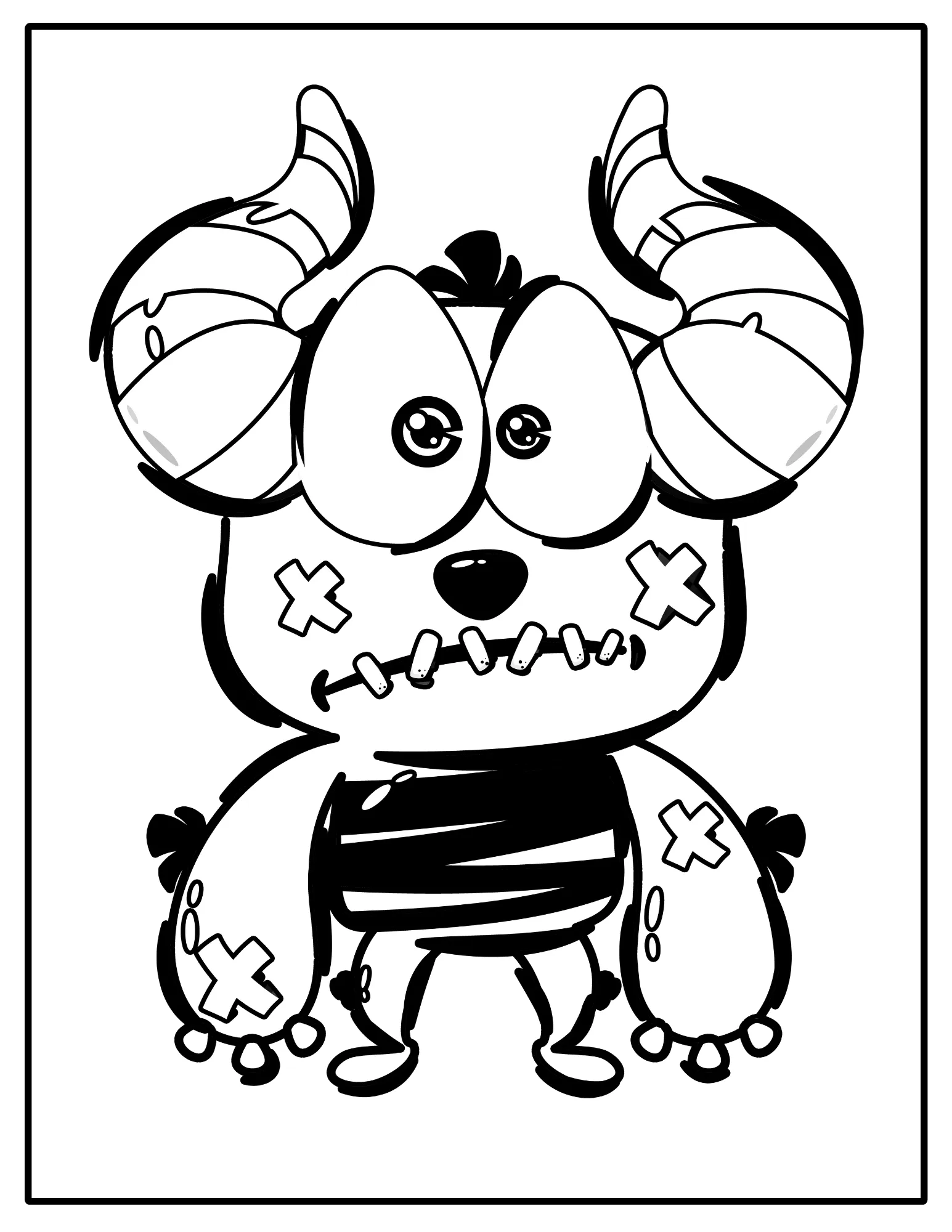 Halloween Monsters, Printable Coloring Book for All Ages PDF for Adults