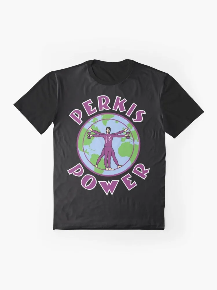 "Perkis Power Graphic T-Shirt: Embrace the Nerdy 90s Vibes"