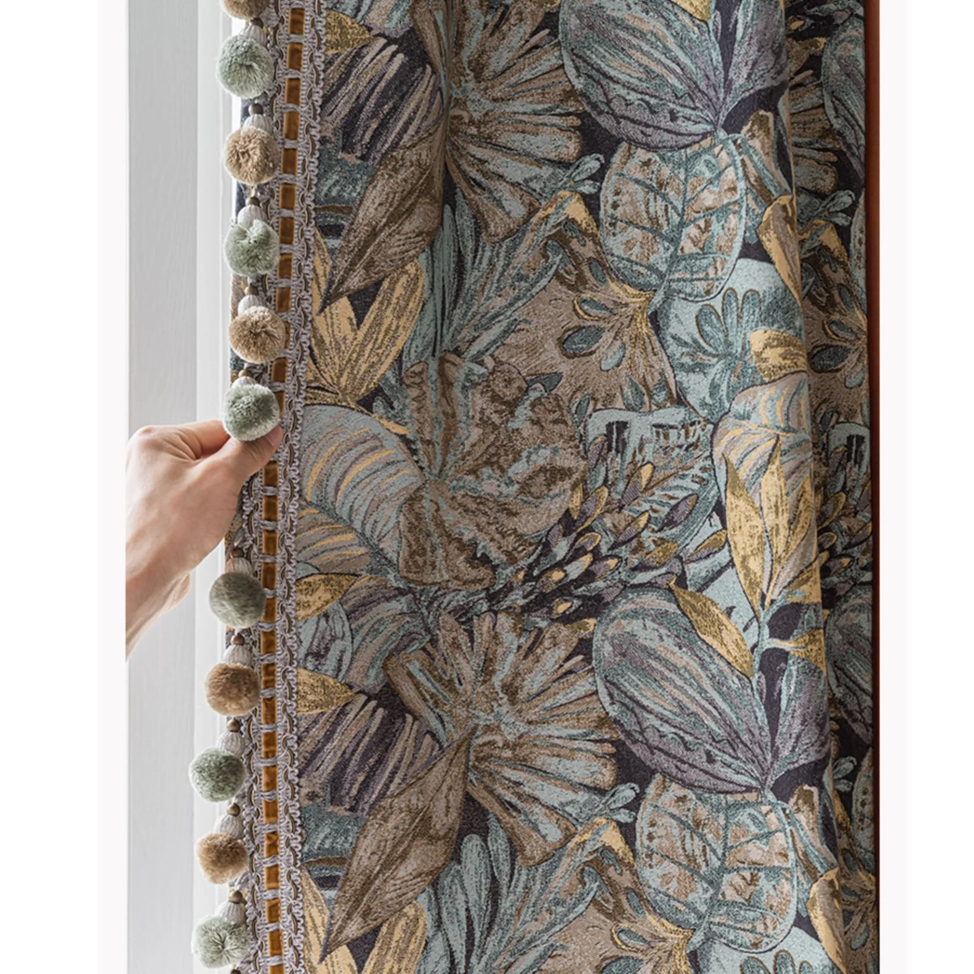 Retro Foliage Tapestry Mid Century Vibes Window Curtains Drapery