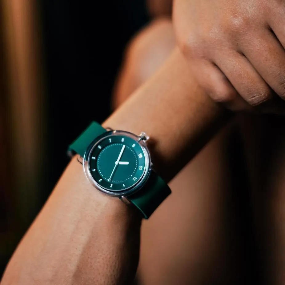 TID No.3 TR90 38mm Green / Green Silicone Strap / Transparent Buckle