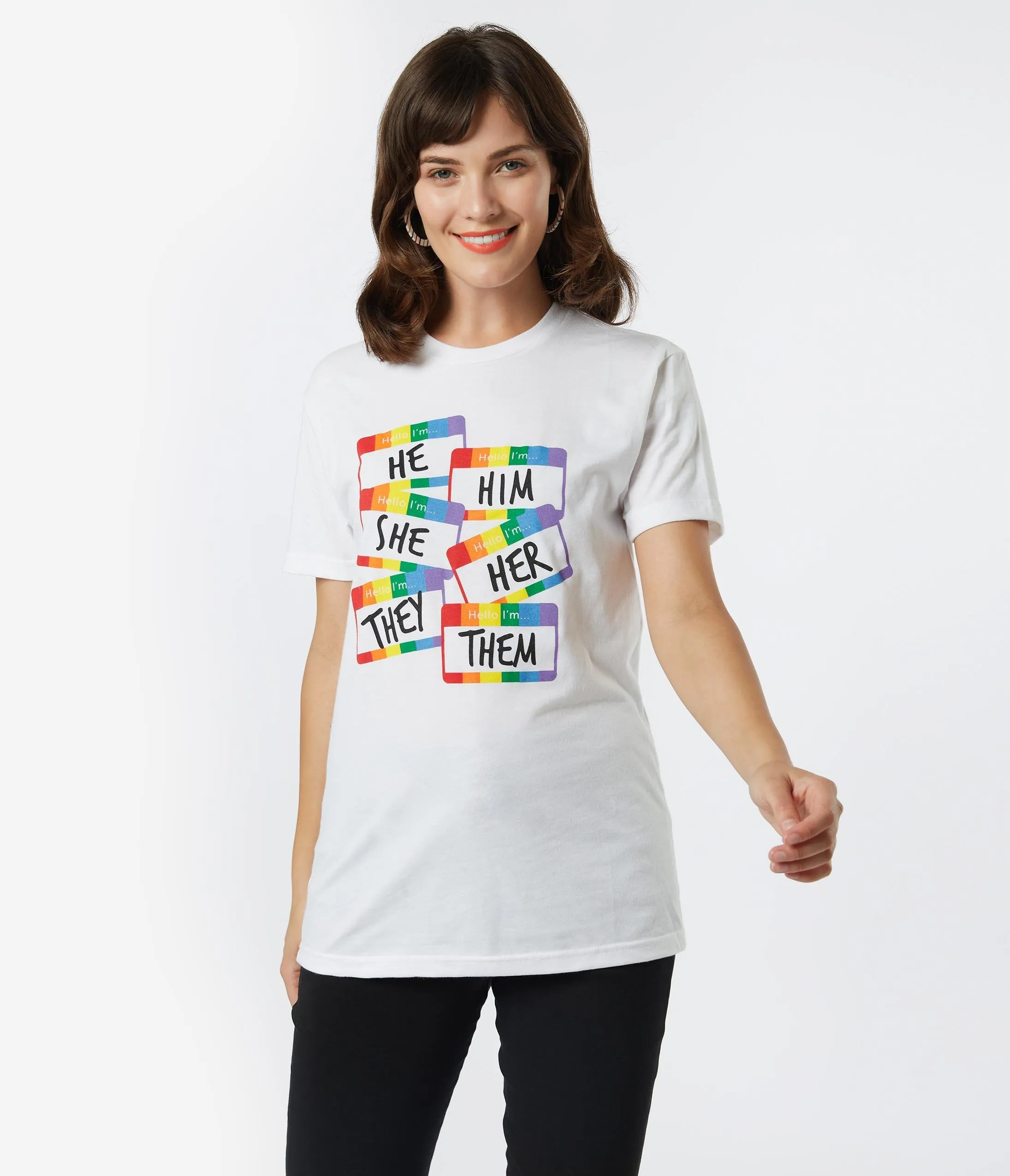 Unique Vintage Name Tag Pronoun Pride Unisex Tee