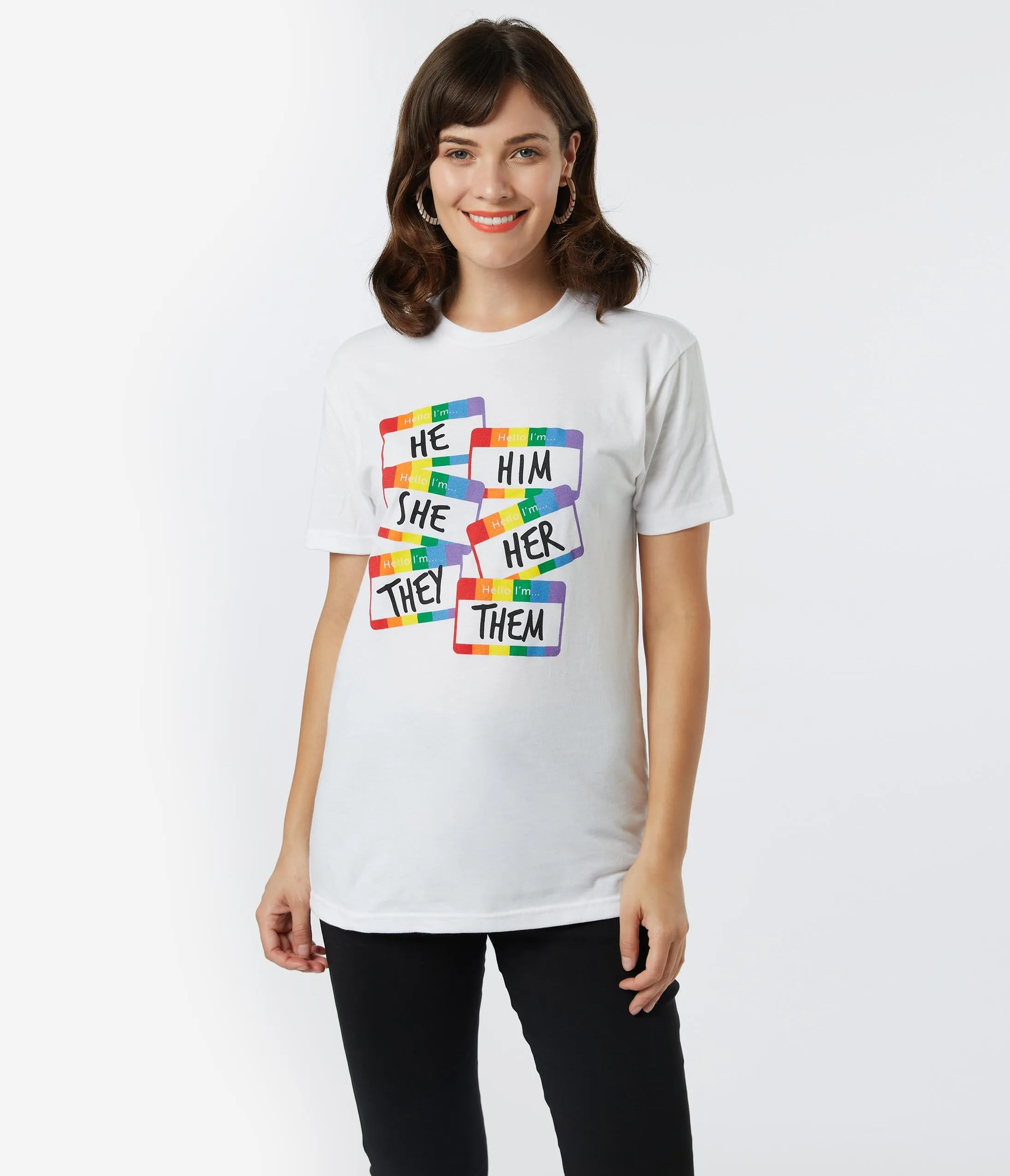 Unique Vintage Name Tag Pronoun Pride Unisex Tee