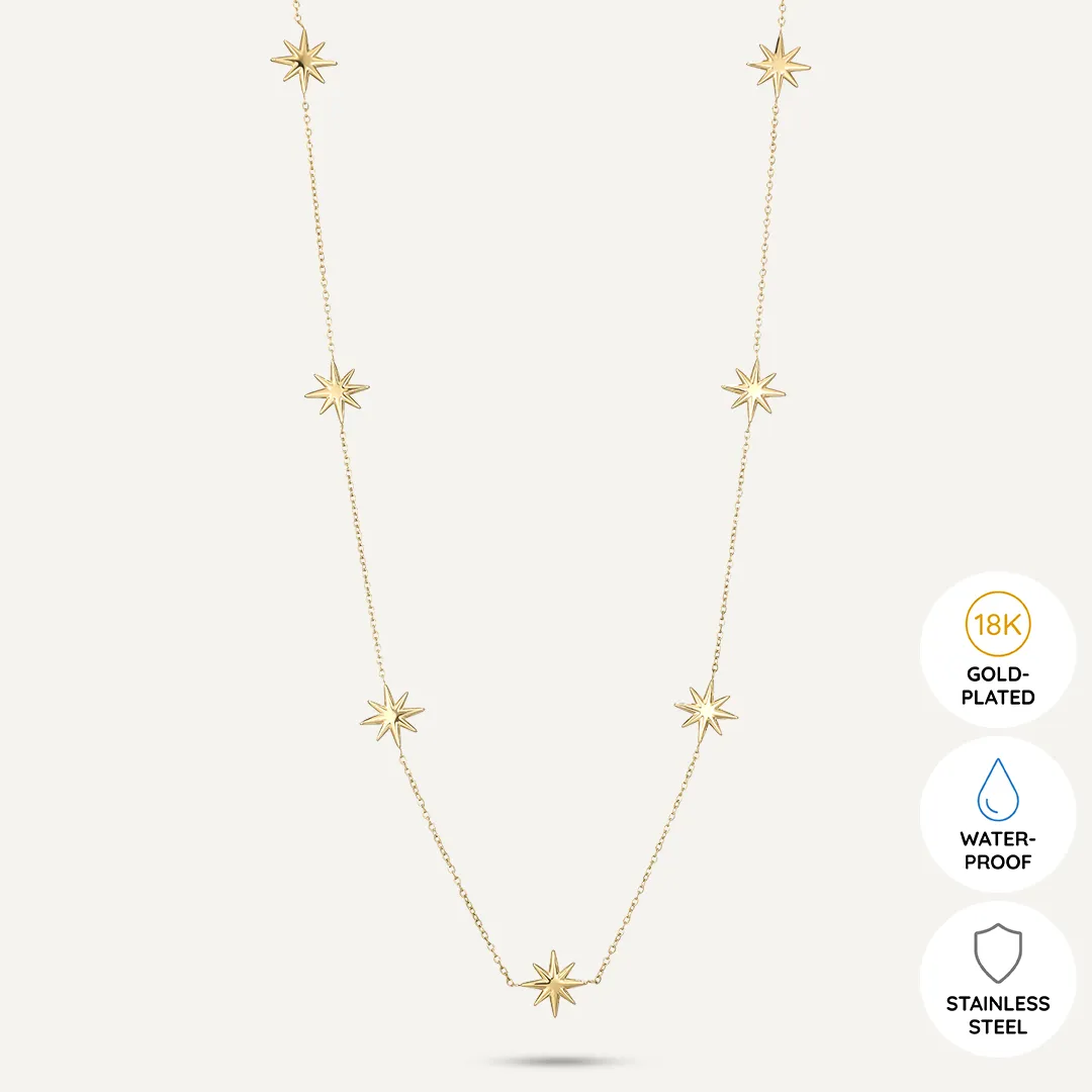 Vibes | Celestial Star Long Necklace | 18K Gold-Plated