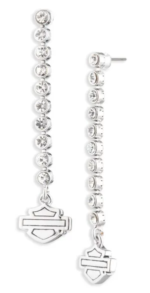 Women's Bar & Shield Crystal Linear Dangle Earrings