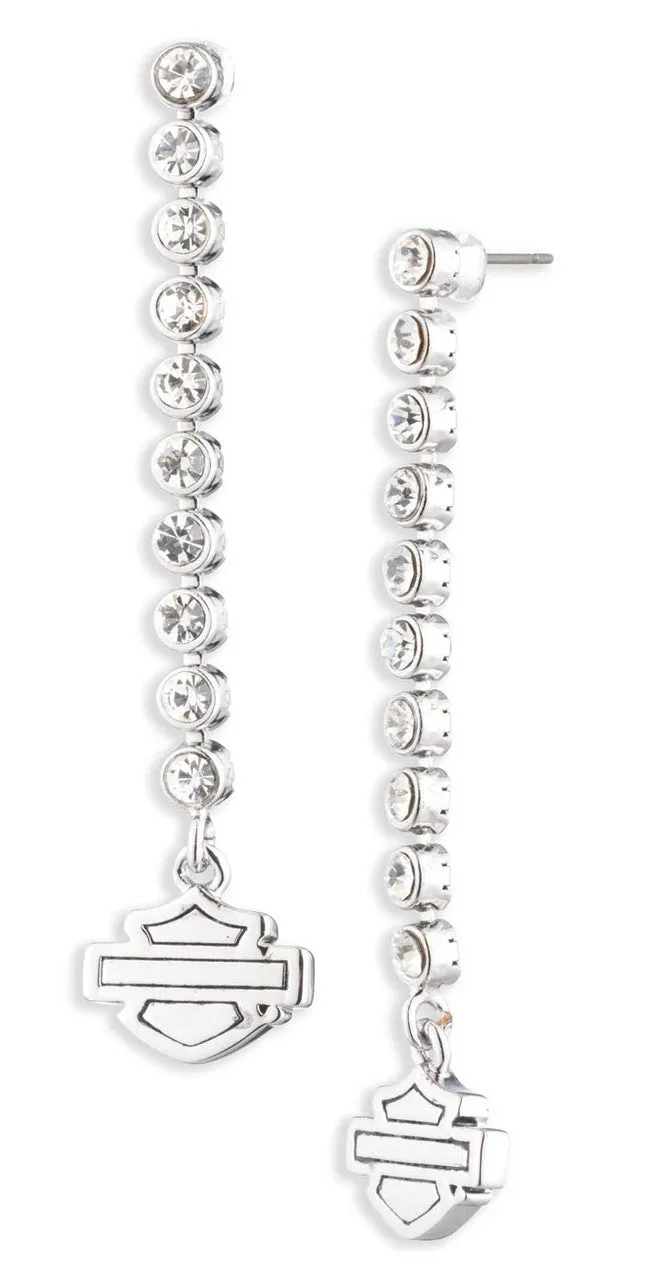 Women's Bar & Shield Crystal Linear Dangle Earrings